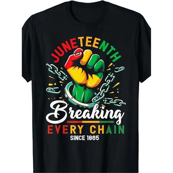 Juneteenth T-shirt Women'S Men'S African American Freedom 1865 Novelty T-shirt, Men'S T-shirt, short sleeve, everyday wear and vacation style shirt Streetwear Casual comfort color shirts oversized tshirt Black Crewneck