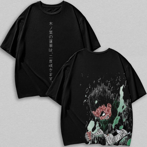 Rock Lee - Naruto Anime Double Printed Vintage Washed Tee Unisex Oversize Anime Manga Washed Cotton T-shirt, Gift For Anime Fan, Anime Lover graphic Tees