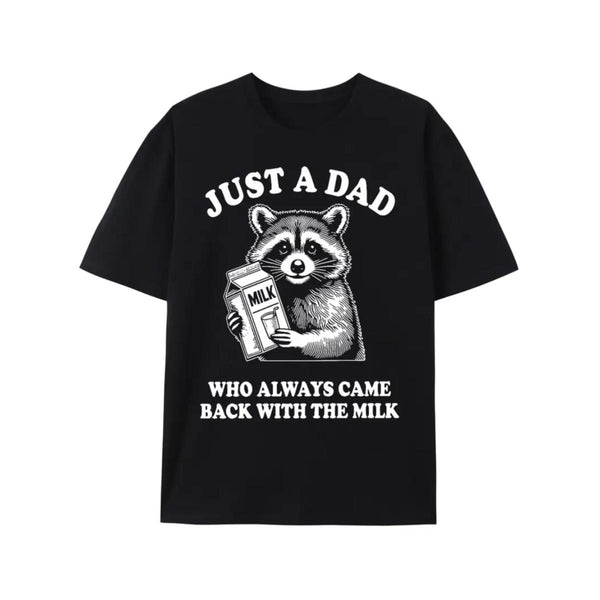 Men's Raccoon Graphic T-Shirt -Cotton, Relaxed Fit, Short Sleeve, Round Neck, Humorous Father's Day Gift, Casual Wear Streetwear men gifts comfort color shirts men's graphic tees Black Crewneck